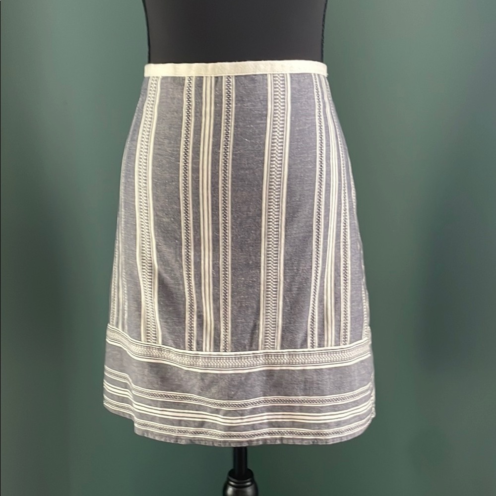 LOFT-blue and White Knee-Length Skirt